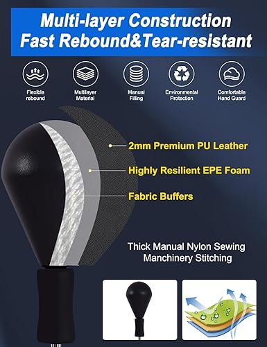 Miniatura 4 de Saco de boxeo con soporte, bolsa de boxeo para adolescentes y adultos, mejora la velocidad, reflejos y resistencia, altura ajustable para