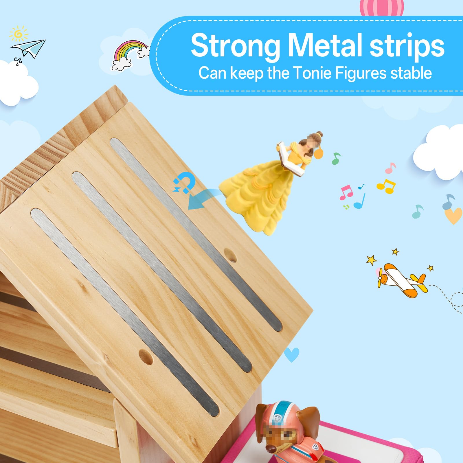 Haus-Form Tonies Regal, Geeignet für TonieBox 1 und TonieBox 2 Große Tonie Magnetisches Regal Kiefer Holz Wandregal für 70-80 Tonies Figuren Organisator Lagerung Toni Anzeige Regale Mädchen und Junge
