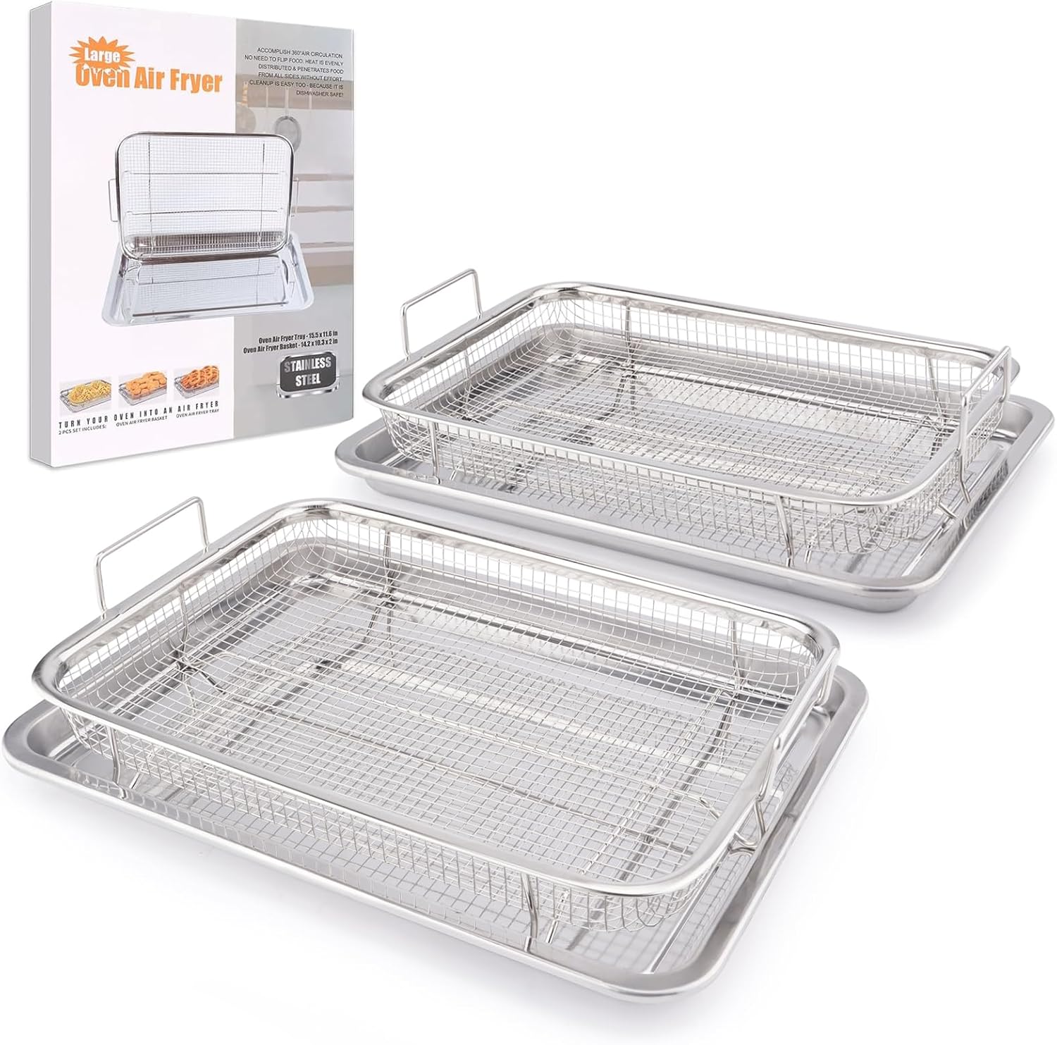 2 Pack Air Fryer Basket for Oven 15.7