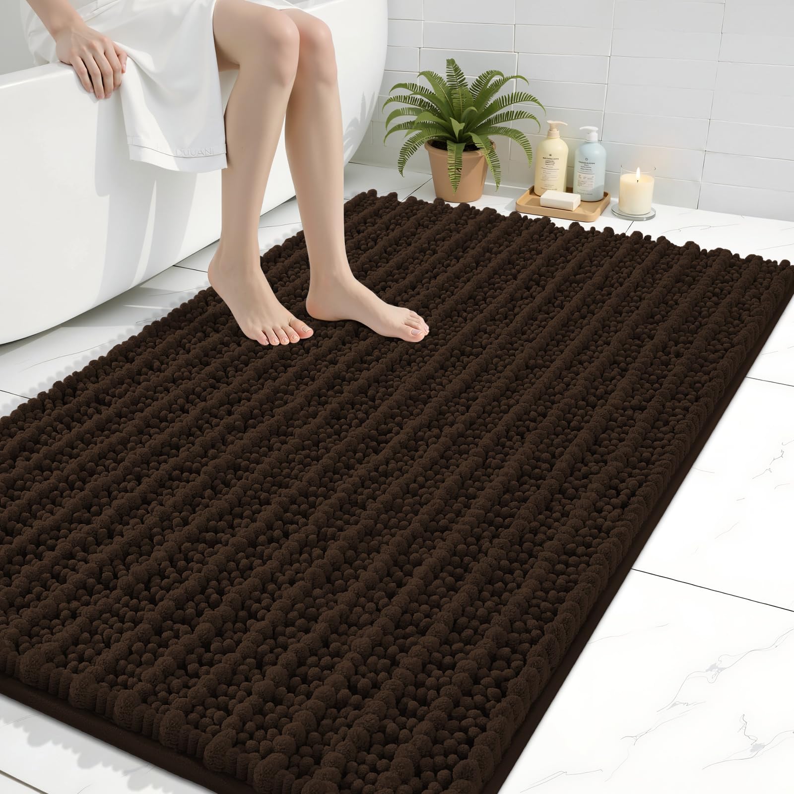 Arotive Bathroom Rugs Mat 40x32, Soft Absorbent Chenille Shaggy Bath Mat