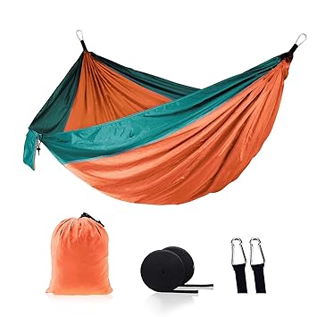 Layfoxz Nylon Hammock Widened Indoor Outdoor Swing Camping Supplies 210T Nylon Beach Hammock Travel Hiking Hammock