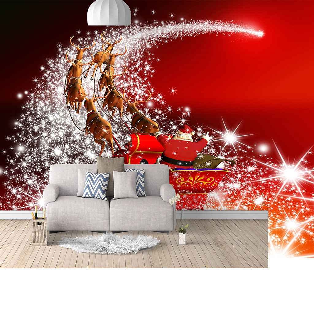 Papier peint auto-adhésif 3D trompe l'œil avec voiture de Noël rouge
