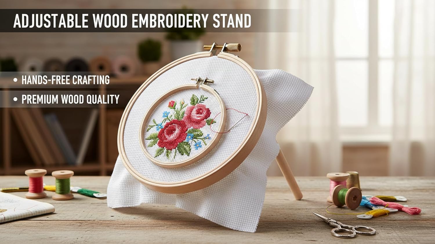25 cm Wood Hoop & Stalk 10", Brown, 27 x 28 x 6 cm