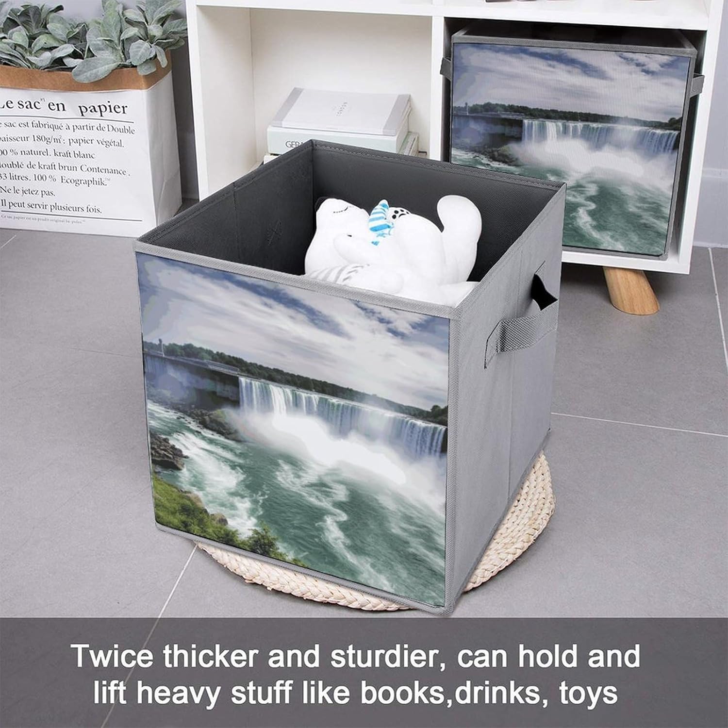 Niagara Falls Storage Cubes Set of 6 Storage Bins with Handles Collapsible Storage Basket Fabric Storage Box for Shelves Large Closet Shelf Organizer for Organization 11 Inch