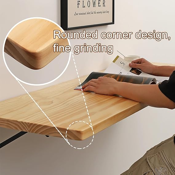 Folding Wall Mounted Desk, Floating Table for Small Spaces, Fold Down Writing Desk with Chalkboard, Convertible Laptop Table with Storage