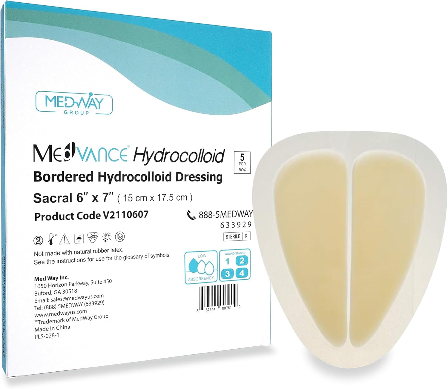 MedVance Hydrocolloid – Bordered Hydrocolloid Adhesive Dressing, Sacral, 6"X 7" Box of 5 DRESSINGS