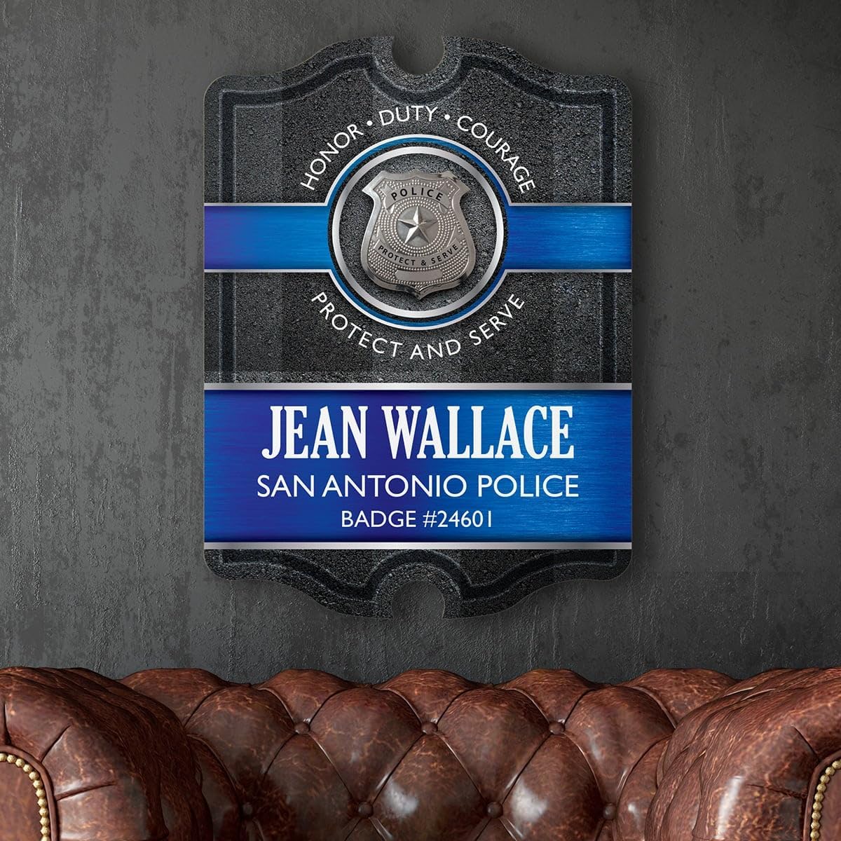 Personalized Thin Blue Line Custom Wooden Sign for Police Officers by HomeWetBar - Custom Police Gifts