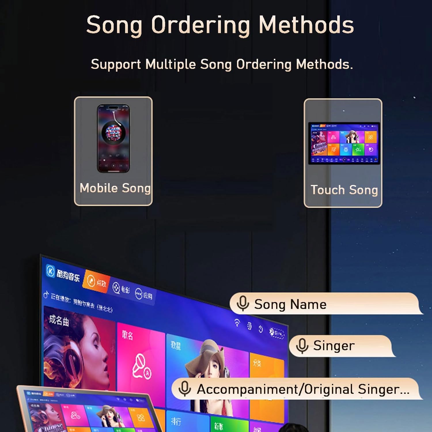 Système De Karaoké À Écran Tactile De 22 Pouces, Lecteur Ktv Professionnel 4K Avec Microphone Sans Fil, Contrôle Intelligent De La Voix/Application Téléphonique Ai, Double Système Android 10.0, Pour