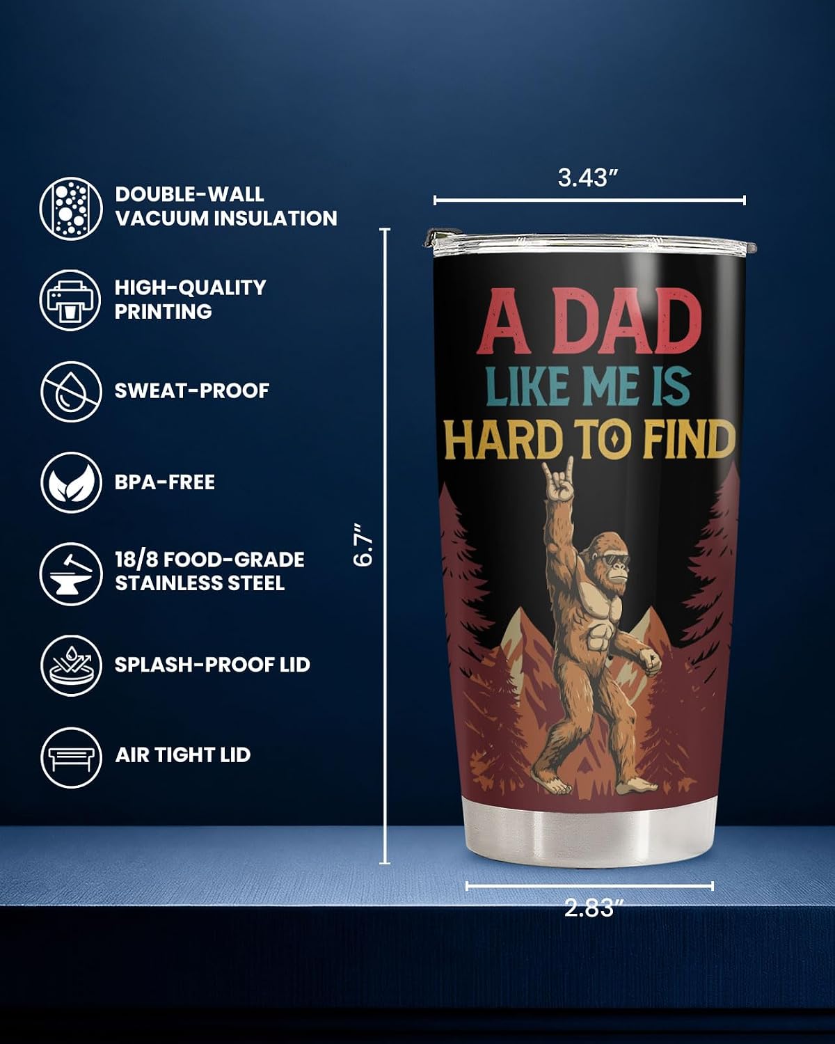 34HD Bigfoot Sasquatch Dad Just Who Always Came 20 oz Tumbler, Gift for image 2