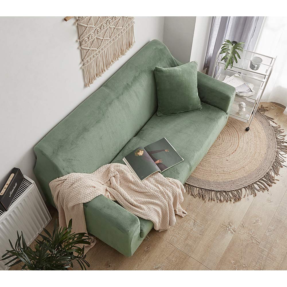 Felpa Cubiertas De Sofá para 1 2 3 4 Cubierta De Sofá,Completo Elásticoidad Couch Protector con Correas,Polvo-Prueba Elástico Soft Couch Cover para Perros Niños-