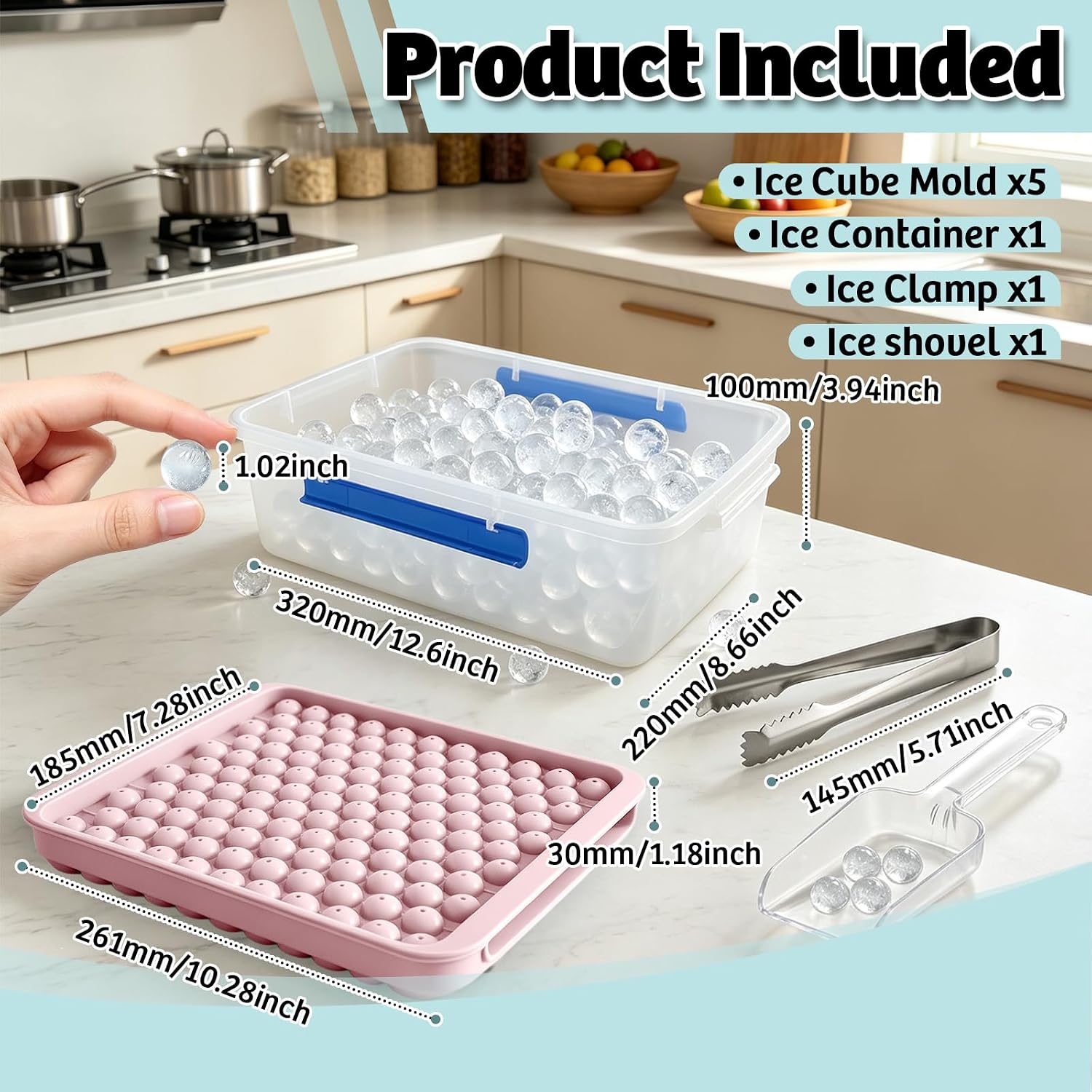127 PCS Sphere Ice Cube Tray for Freezer (cherry blossom pink)