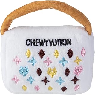 Haute Diggity Dog Chewy Vuiton White Collection â€“ Soft Plush Designer Dog Toys with Squeaker and Fun, Unique, Parody Designs from Safe, Machine-Washable Materials for All Breeds & Sizes
