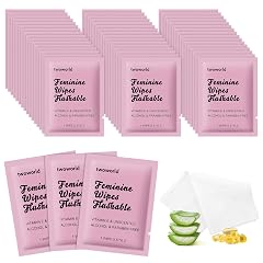 Feminine Wipes Individually Wrapped Flushable Wipes Travel Feminine Care Vaginal Wipes for Adult Women Girl and Homeless Pack