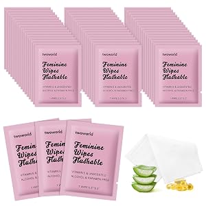 Feminine Wipes Individually Wrapped Flushable Wipes Travel Feminine Care Vaginal Wipes for Adult Women Girl and Homeless Pack