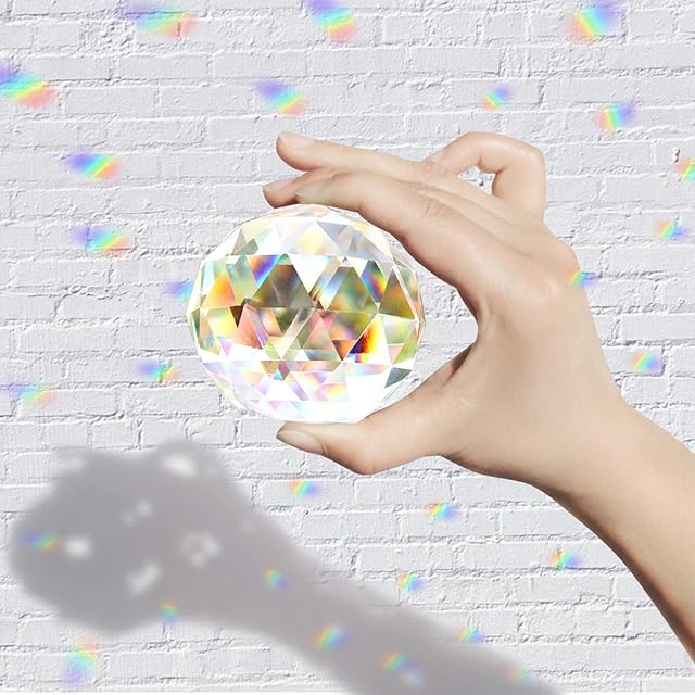 Clear Cut Crystal Suncatcher Ball Prisms Glass Sphere Faceted Gazing Ball Window Rainbow Maker Crystals for Home Décor, Christmas, Wedding, Sun Catchers