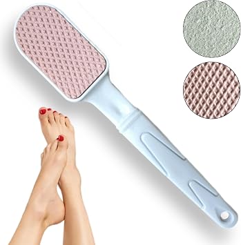 Double-Sided Pumice Stone & Foot File Rasp Heels Scraper Scrubber Cracked Feet Instant Exfoliator Buffer Dead Hard Skin Callus Remover Elbows Hand Feet Pedicure Tool Corn Softener Sole Smoother