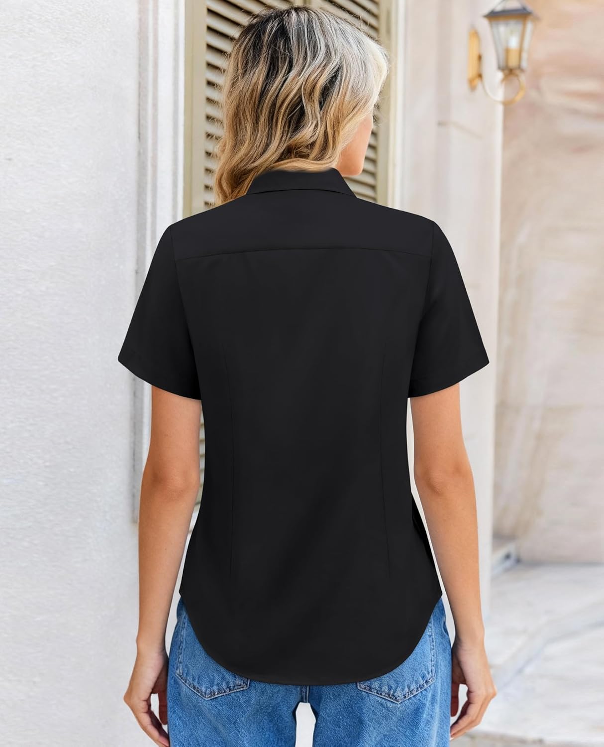 siliteelon Women Button Down Shirts Short Sleeve Button up Women,Stain Resistant Dress Shirts with Pocket fit Work Blouse - Image 3