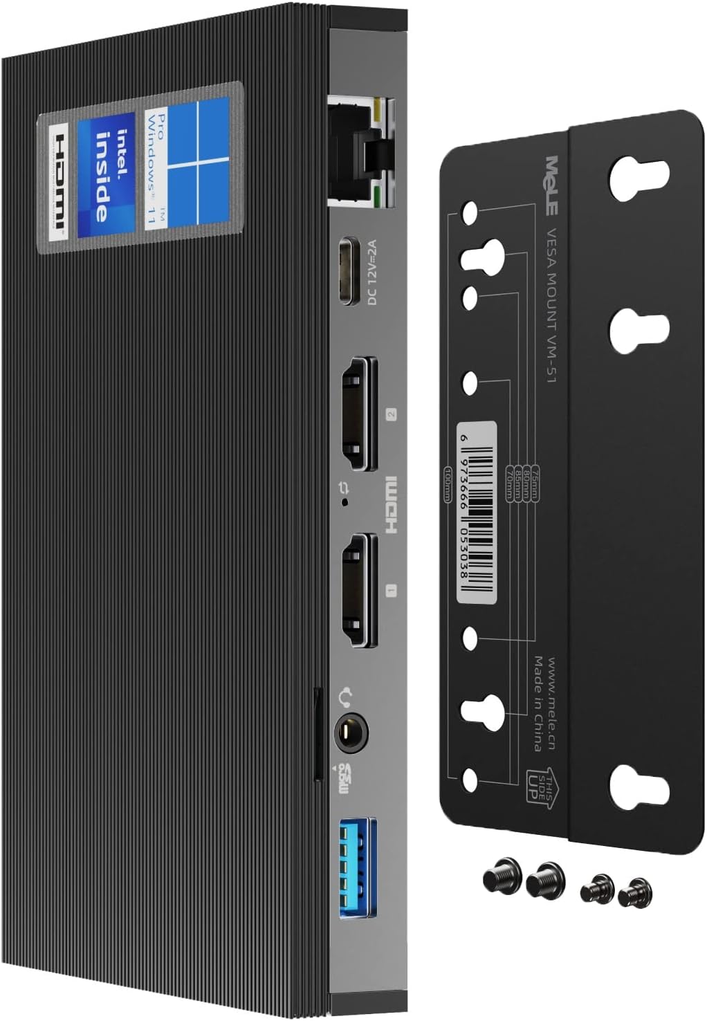 Mini PC Fanless Quieter3Q Windows 11 Pro N5105 8GB/256GB Small Desktop Computer Micro PC Support M.2 SSD up to 4TB Dual HDMI 4K HDR 2.4G/5G Wi-Fi 6, Gigabit Ethernet BT5.2 Win 10,PXE,USB3.0,VESA Mount