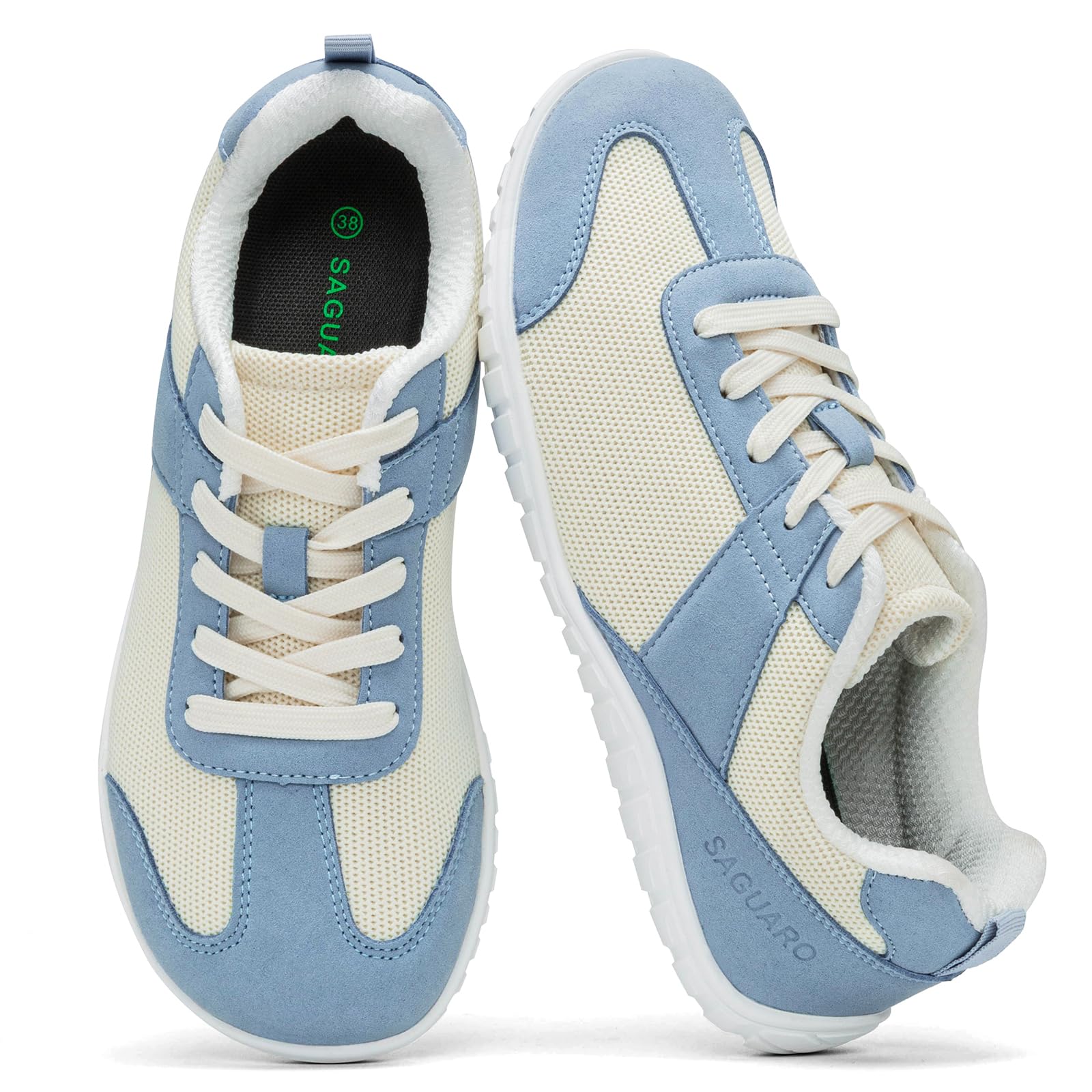SAGAURO Barfußschuhe Damen Sommer Barfuß-Sneaker Leicht Atmungsaktive mit Breiter Zehenbox & Zero-Drop-Sohle, Gr.35-43
