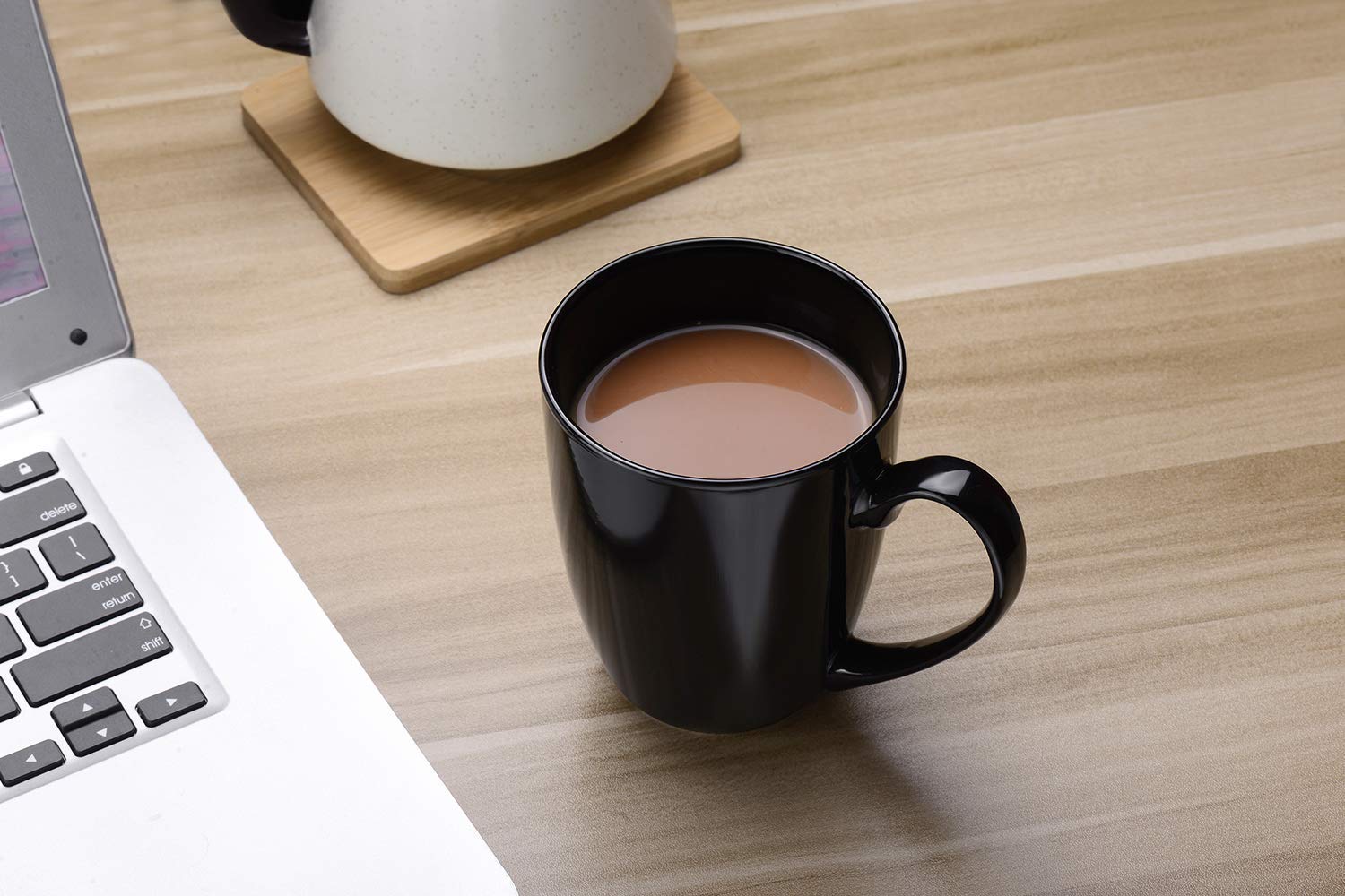 Tee Mafia Ceramic Orange and Black Plain Mug | Orchid Coffee Mug | Glossy Mug | Plain Ceramic Mug| 330 ml, Microwave & Dishwasher Safe|-Set of 4 2