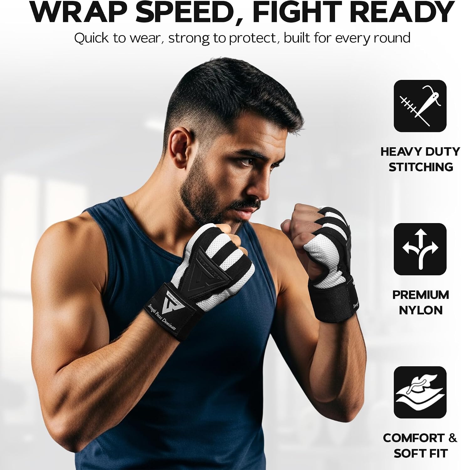 Fast Wrap Gloves | Quick Hand Wraps for Boxing, Kickboxing & MMA | Shock-Absorbing Inner Gloves with Wrist Support | Easy Slip-On Design for Training & Sparring