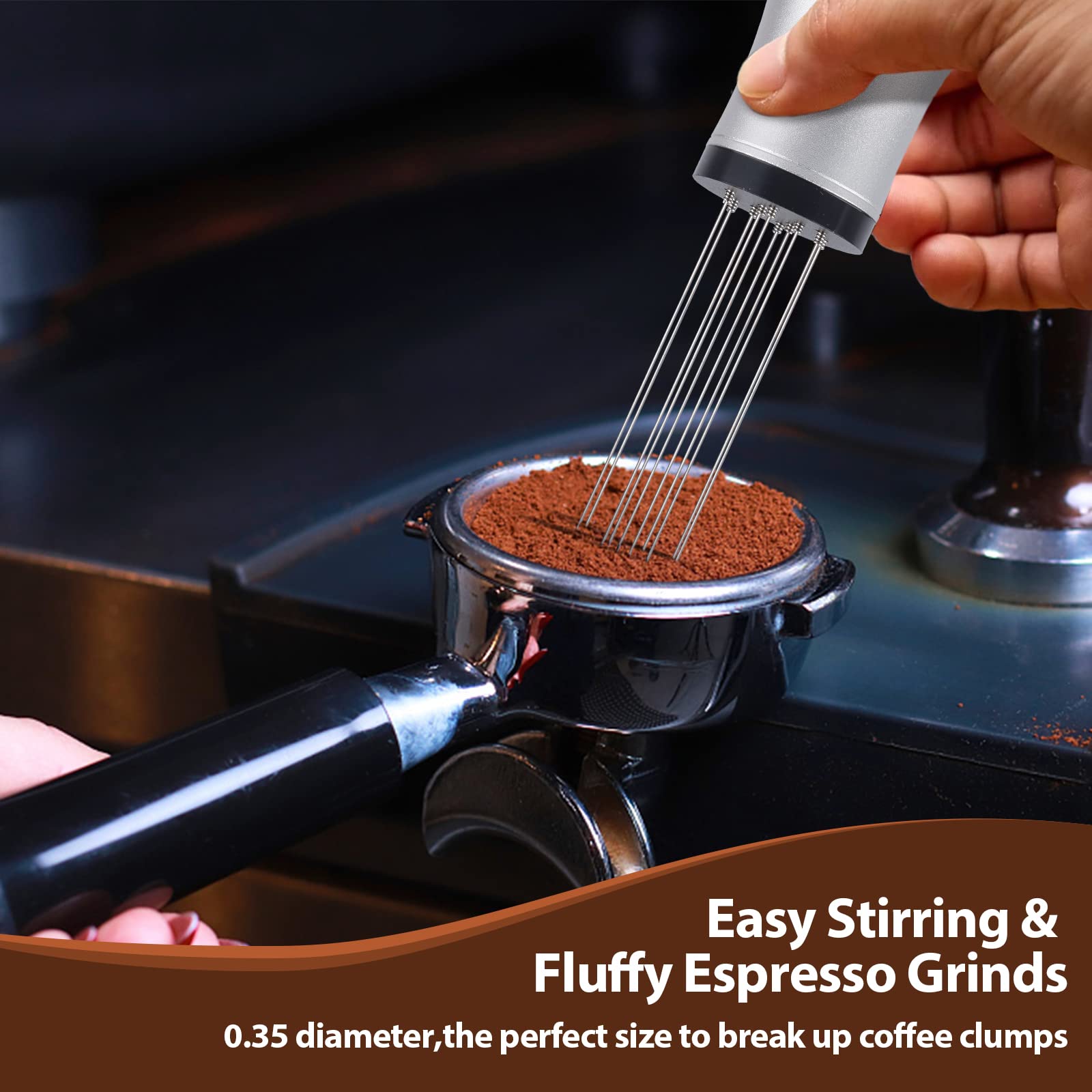 WDT tool Espresso Distribution tools 10 x 0 35mm 304 Stainless Steel Needles Installed with 10 Extra needles — view 5