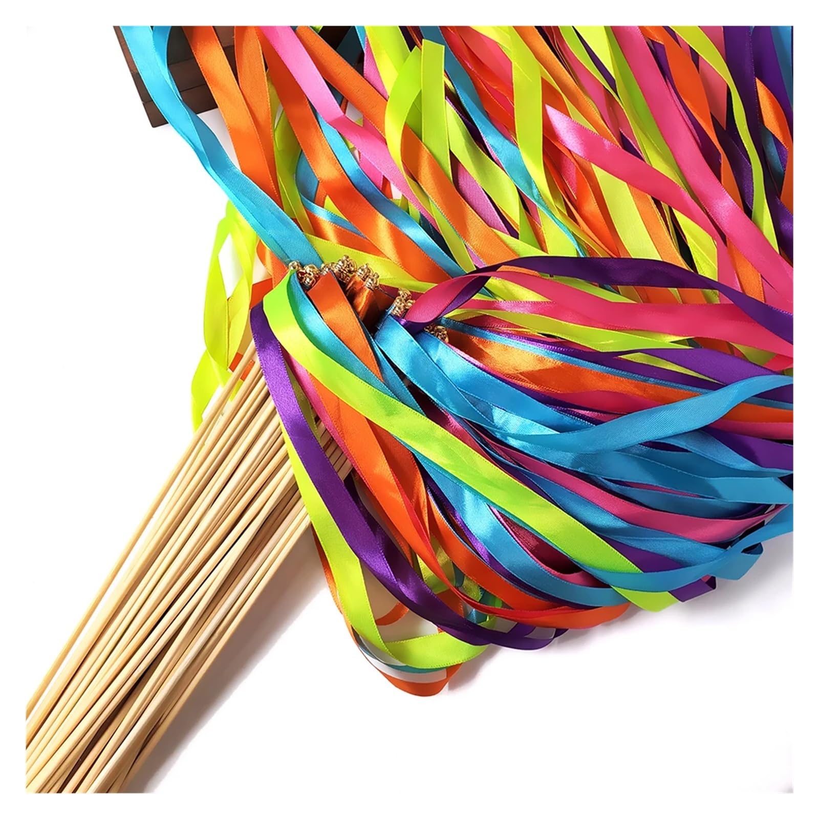 Bunte Farbbandstäbe， Hochzeit, Party, Tanz, Bänder, Zauberstäbe, Glocken, Luftschlangen, mehrfarbig, Packung mit 20 oder 50 Stück(Mix Color,50pcs)