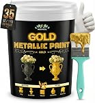 Meuvcol Peinture dorée, 35 Floz métallisé peinture à feuille d'or liquide - Revêtement acrylique brillant non toxique pour le métal, le bois, les meubles, l'argile, DIY Artisanat, Art & Accueil Décor