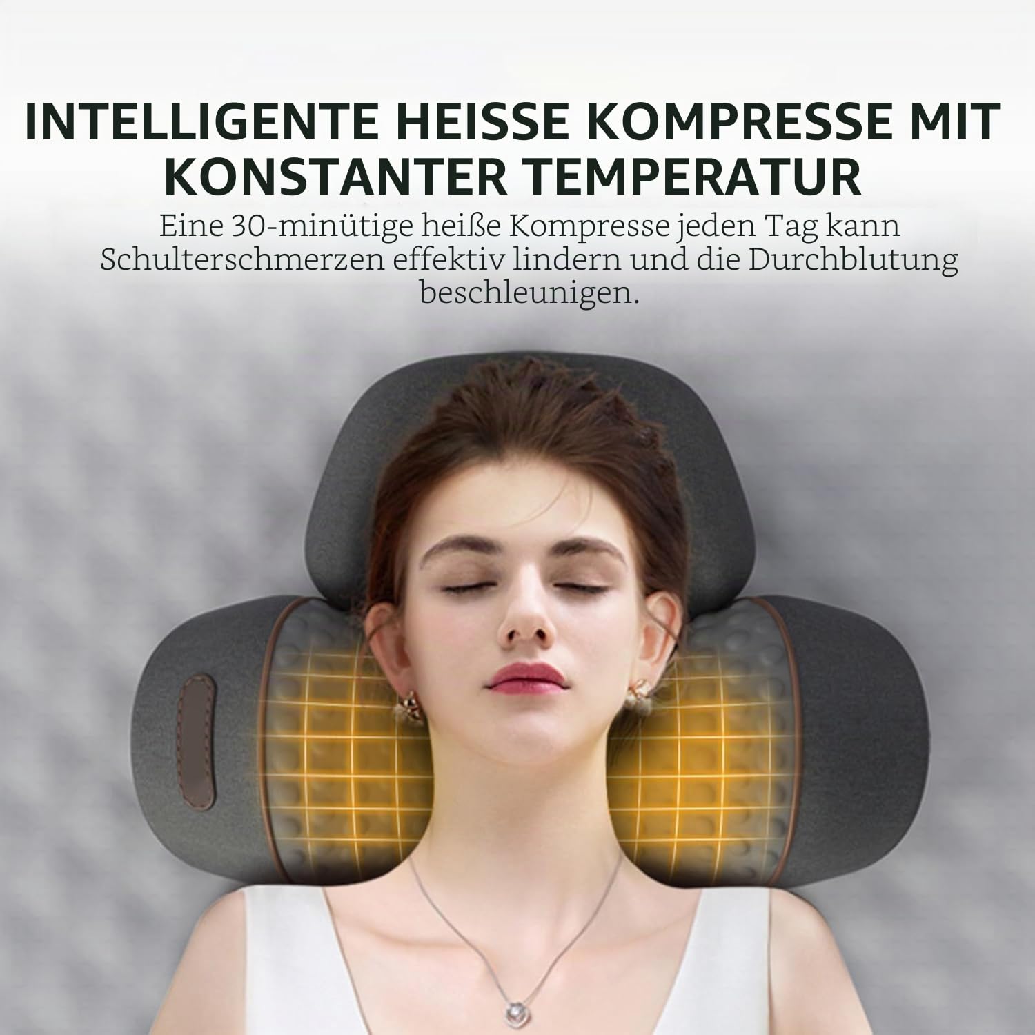 Callixethera Kissen Massage Nackenhöcker, 3 in 1 Zervikales Nackenkissen mit Wärmetherapie, Memory Foam, Ergonomische Kissen für Einschlafhilfe (Schwarz)