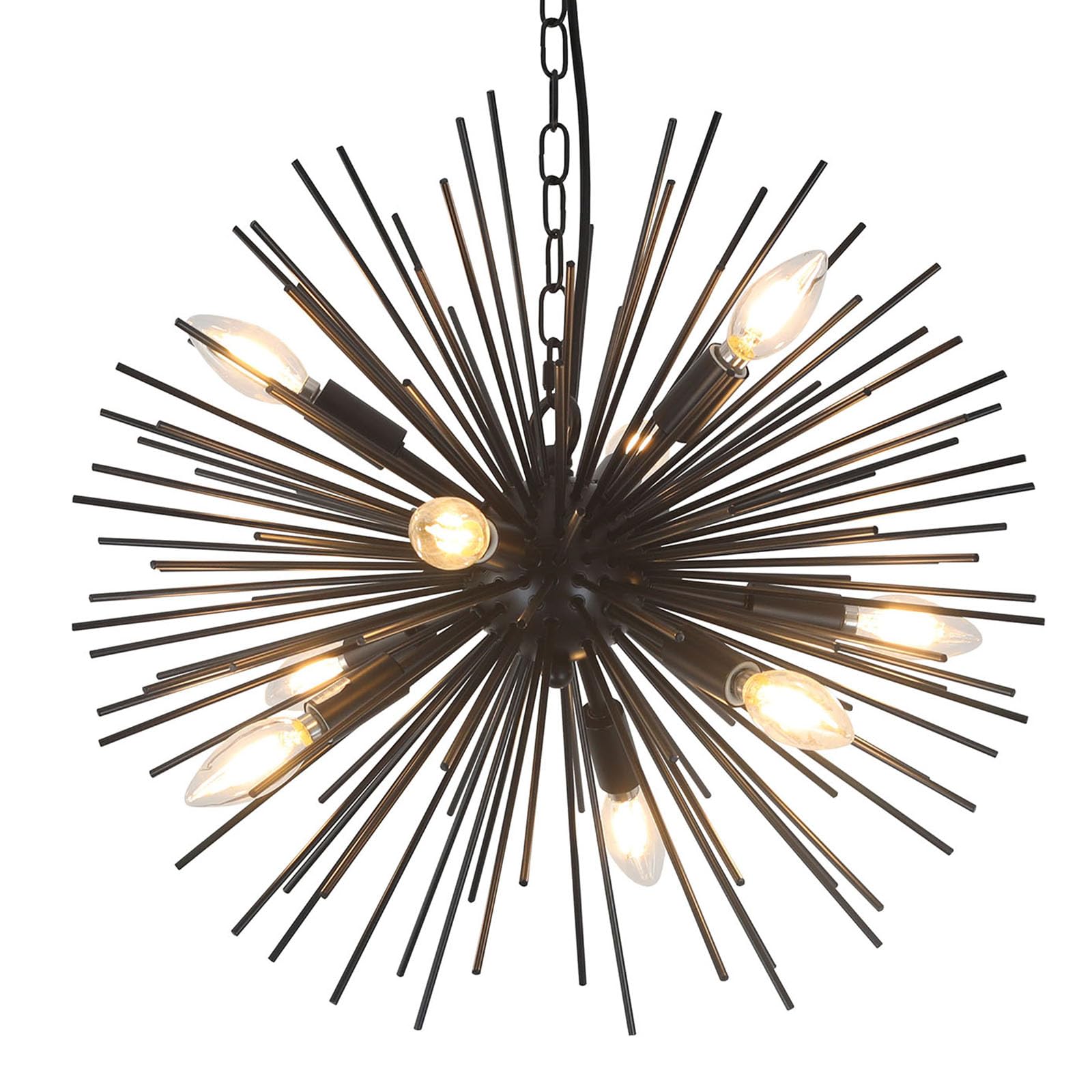 Photo 1 of ZIRALIO 20" Black Sputnik Chandelier Vintage 9-Light Modern Starburst Chandelier Light Fixture Solid Metal Black Satellite Sputnik Chandeliers for Dining Room, Kitchen, Bedroom, Living Room, Foyer