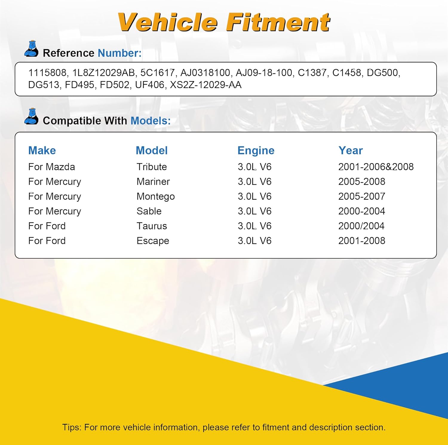 Set of 6 DG513 Ignition Coils & SP493 Spark Plugs - Compatible with Ford Escape/Taurus 3.0L V6, Mazda Tribute - Replaces DG500, FD502, UF406