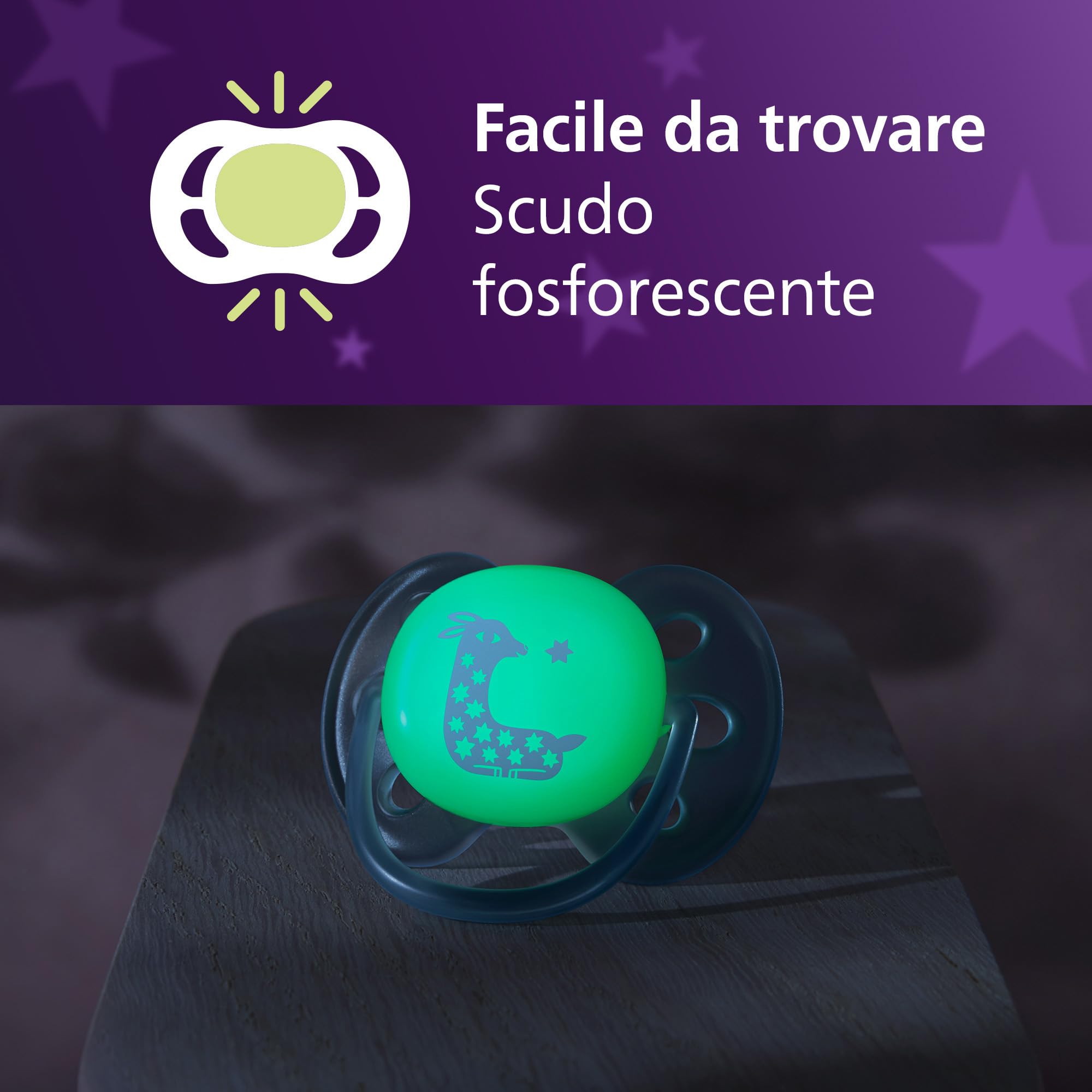 Philips Avent Ciucci Ultra Soft Nighttime Design ortodontico 6-18 mesi illuminano al buio silicone no BPA 4 pezzi
