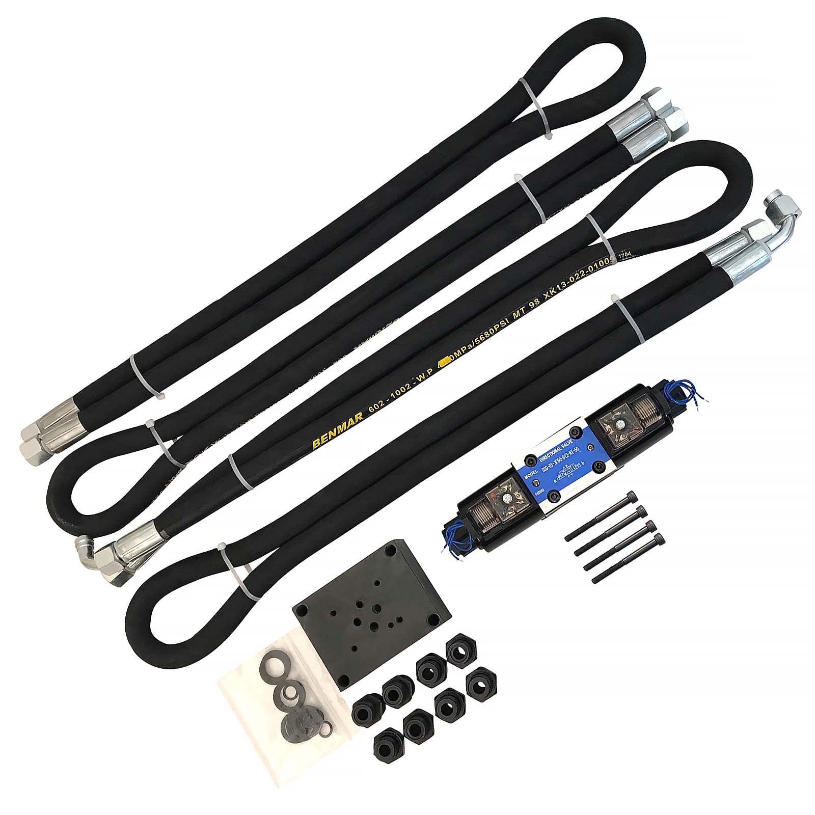 WINCHMAX. Kit di installazione per verricello idraulico. Valvola, tubi flessibili, apparato di controllo. Telecomando wireless 12 V.