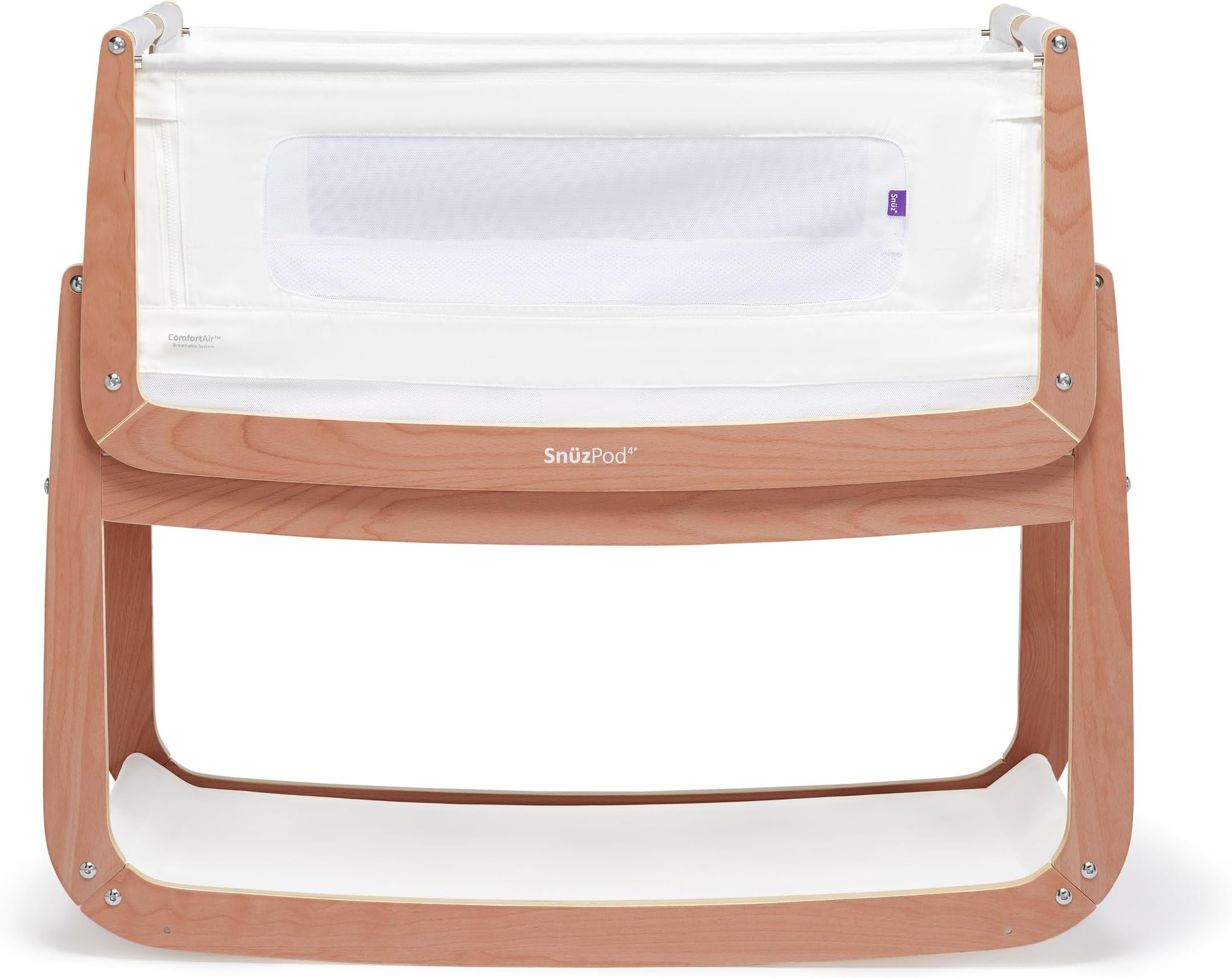 Snuz SnuzPod4 Bedside Crib for Infant / Baby|Increased Air Flow for better sleep|3D breathable mattress|Machine Washable Liner|Rocking Stand |From 0 to 6months | Dimensions: L100 x 49 x H95-Natural