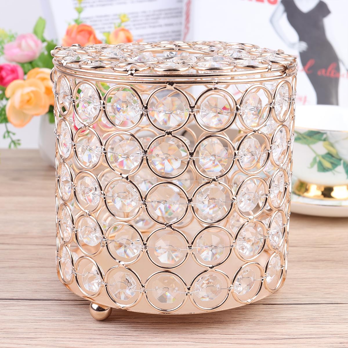 Tissue Box Cover Marble Cylinder Tissue Box Holder with Finish Elegant Napkin Facial Holder for Bathroom Toilet Bedroom Living Room Table Desk Office Dresser