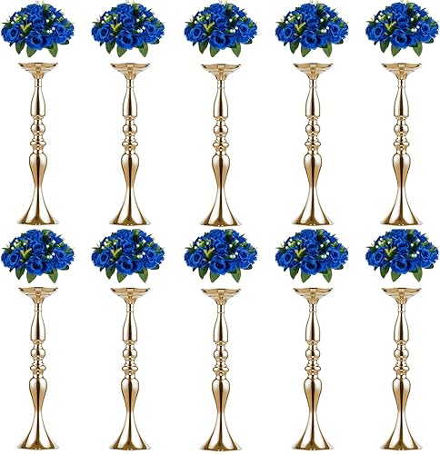 NUPTIO Juego de 10 jarrones de boda y 10 flores artificiales para centros de mesa de boda