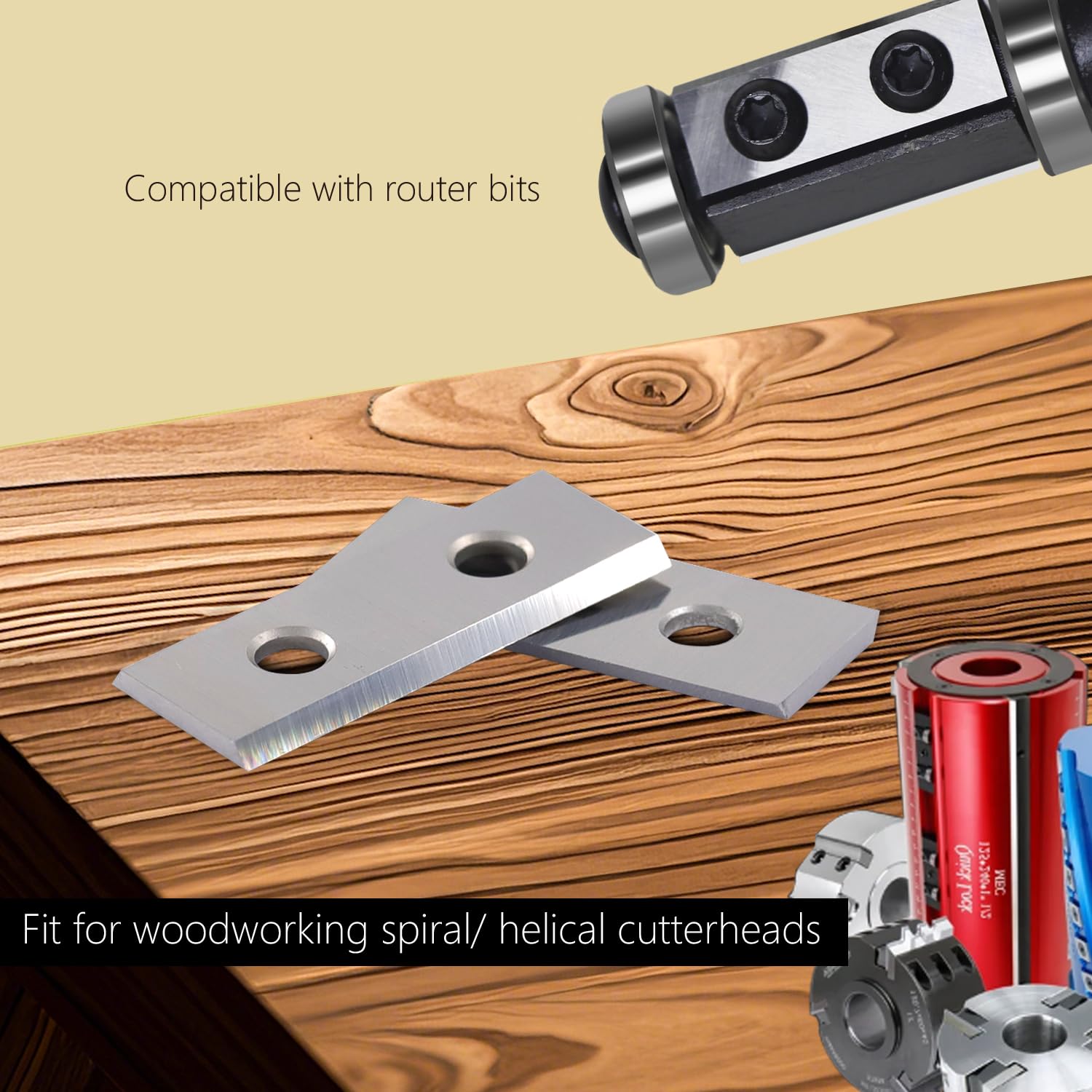 30mm Square Carbide Inserts Replacements Cutters Knives Blades 30×12×1.5mm-35° for Flush Trim Router Bit Woodworking Spiral/Helical Planer Cutter Head or Lathe Turning 10pcs