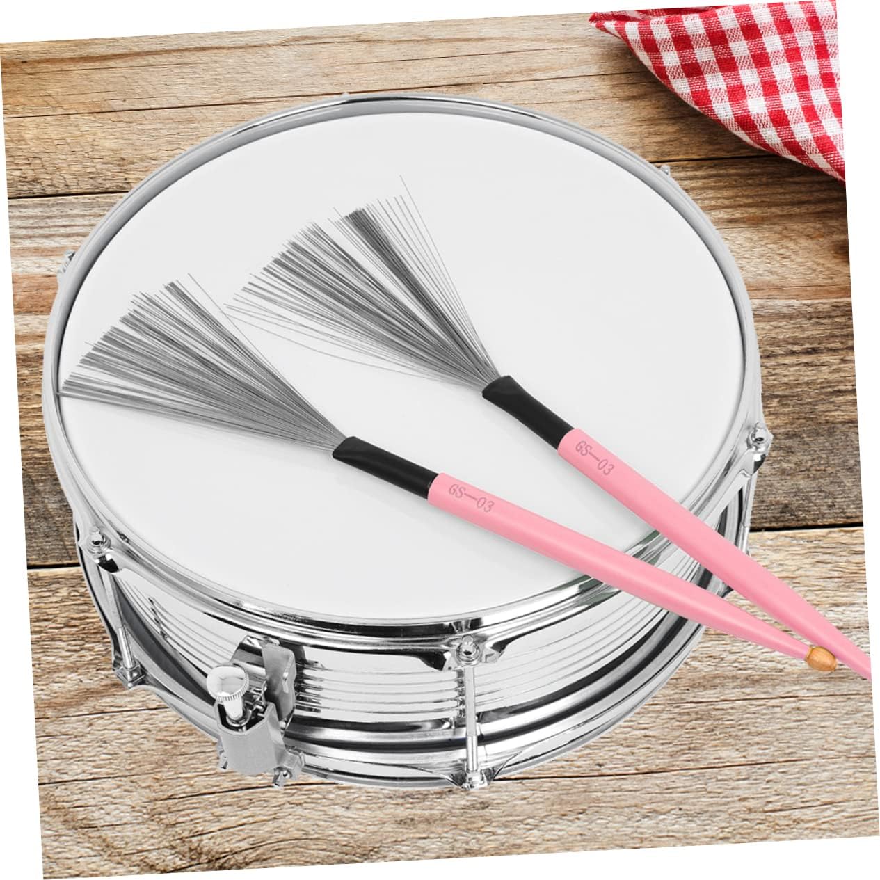 Mikinona Durable Dual-head Jazz Drum Brushes with Maple Handle for Drummers Soft Grip Wire Sticks for Percussion Instruments for Beginners and Youth Bands