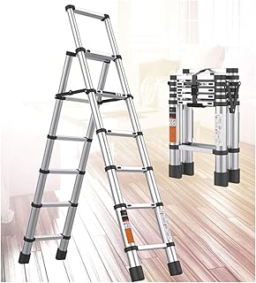 Telescoping Ladders Fold Telescoping Ladder,6.5 Ft One Button Retraction Aluminum Telescopic Extension Extendable Ladder,330Lbs Capacity Extension Ladders,Portable Comfortable Anniversary