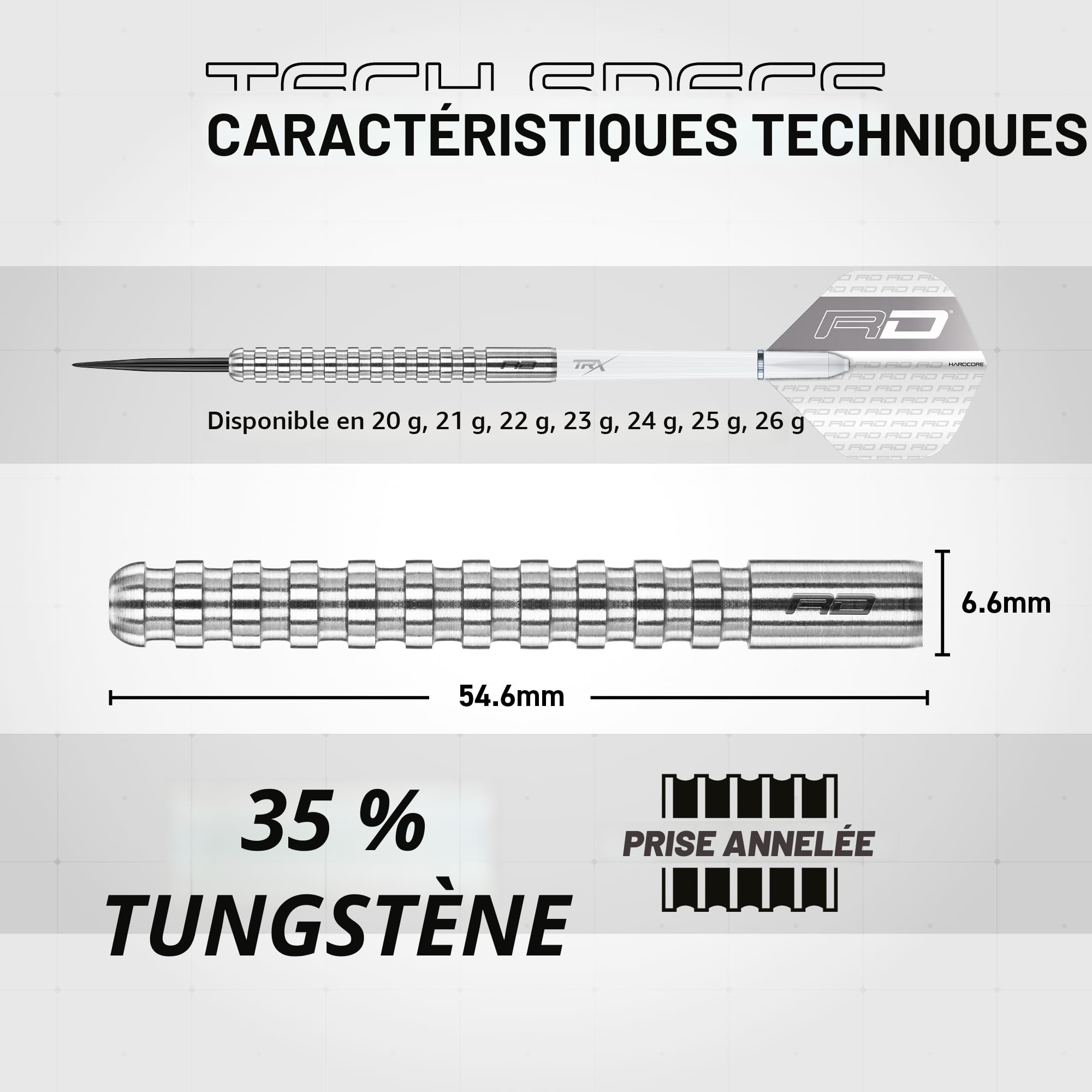 Red Dragon Javelin Darts Jeu de fléchettes en tungstène 85% Professionnel 20-26 g