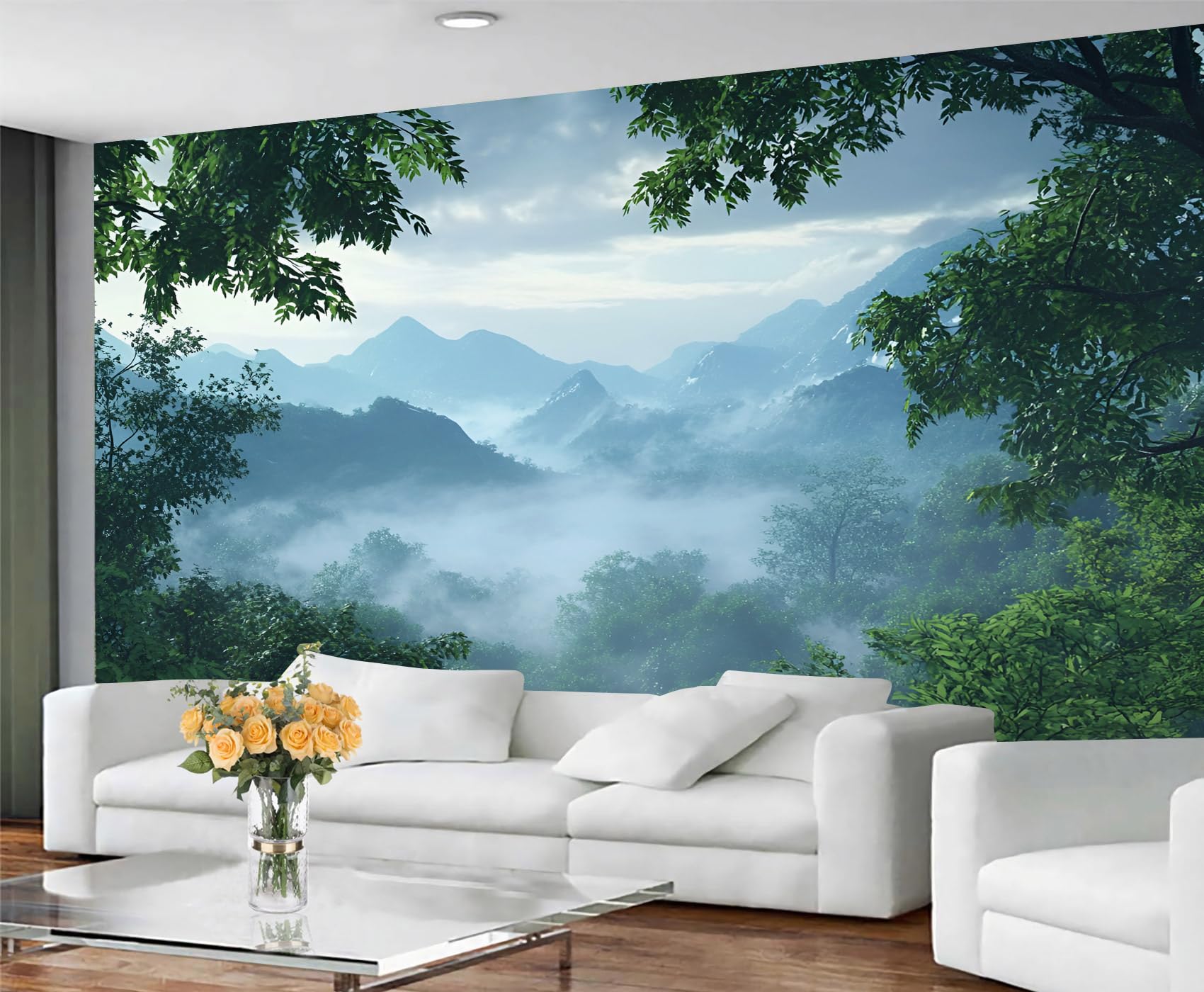 GIVLWF Wallpaper - Landscape Home Decor & Mural, Mountain Bedroom Wallpaper, Wall Paper for Living Room, Large Wall Mural - Not Self-Adhesive, Spring Landscapes
