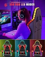 Vista 60 de Gaming Chair with RGB LED Lights, High Back Ergonomic Computer Gamer Chair with Headrest and Lumbar Support, Racing Style Reclining Game Chair for