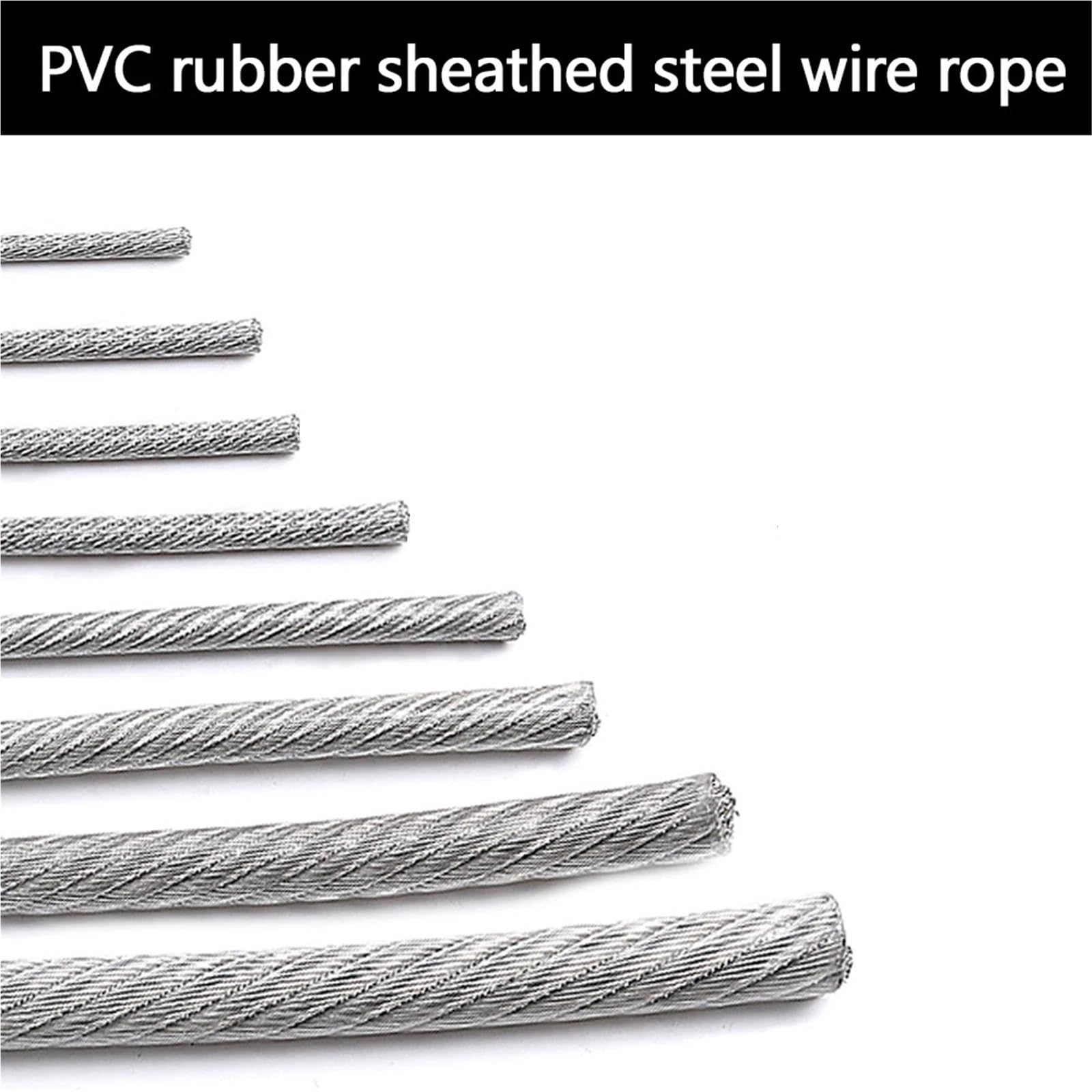 50,0 m transparente Farbe PVC-Kunststoffbeschichtung 2,0–6, mm 304 Edelstahl-Drahtseilkabel for Wäscheleinen usw(2.0mm)