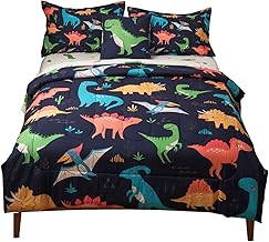 lishjekee Dinosaur Kids Comforter Sets Twin 6 Pieces T-Rex Dino Bedding Set Bed in A Bag for Boys Teens Girls Navy Blue Dinosaur Comforter and Sheets Set Kids Dinosaur Bedding Bed Sets Home Decor