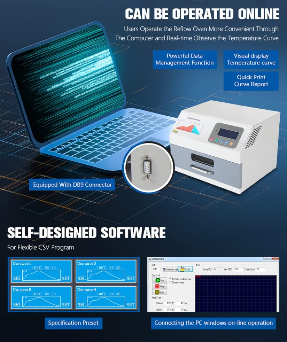 Precision 2400W Infrared Hot Cyclic Wind Heating Reflow Oven for PCB Soldering