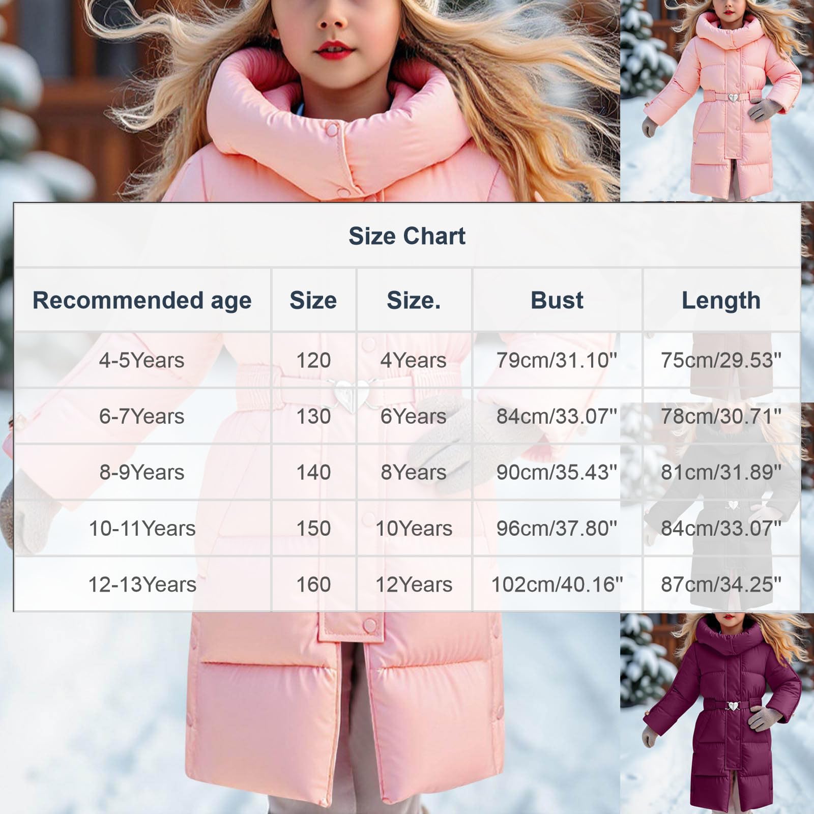 Winterjacke Mädchen Lang Puffer Wintermantel mit Kapuze Daunenjacke Winddicht Kinder Outdoor Parka