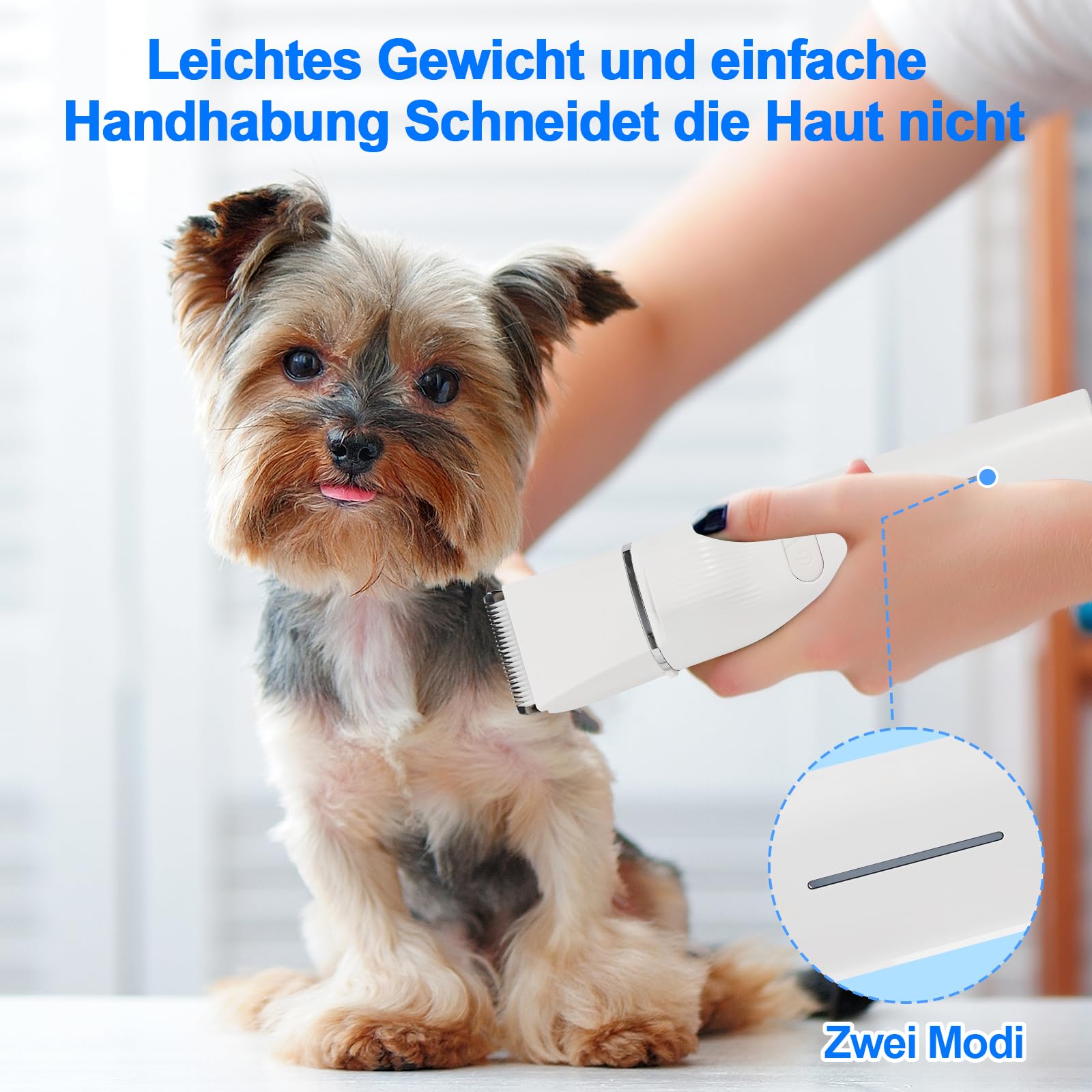 Leise Schermaschine Katze Set, 4 in 1 Haarschneidemaschine Mit LED-Licht, Profi Pfotentrimmer Für Hunde, Für Große Kleine Katzen Hunde, Für Pfoten, Augen, Ohren, Gesicht, Körpe (Weiße)