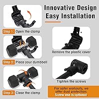Vista 3 de Barra convertidora de mancuernas mejorada: transforma las mancuernas en barra, pesas ajustables, hasta 200 libras, adecuada para gimnasio en casa