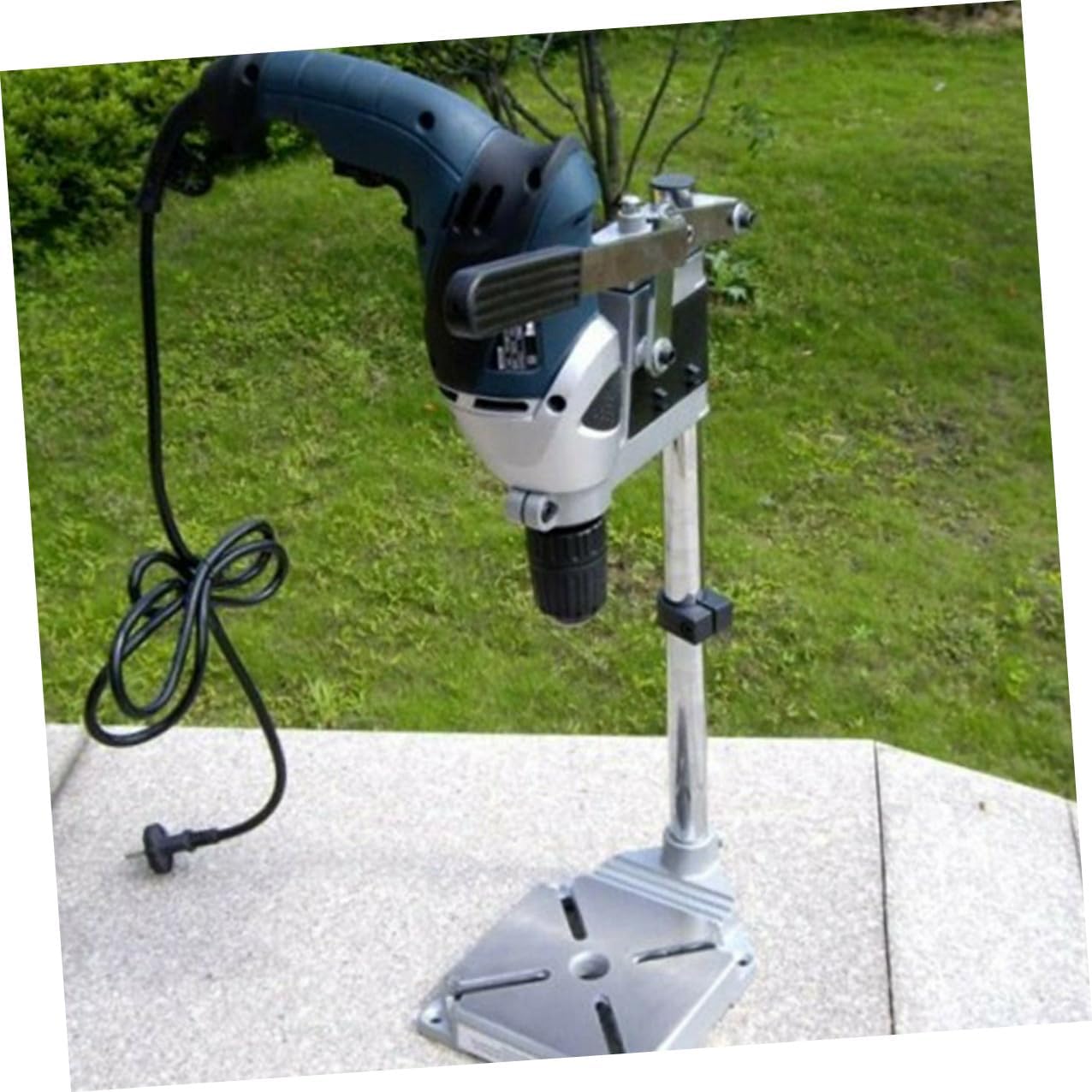 Ipetboom Single Hole Drill Stand with Iron Base, Universal Drill Press Floor Stand Rack with Bench Clamp, Power Tool Holder Compatible for Benchtop Drilling and Workshop Use