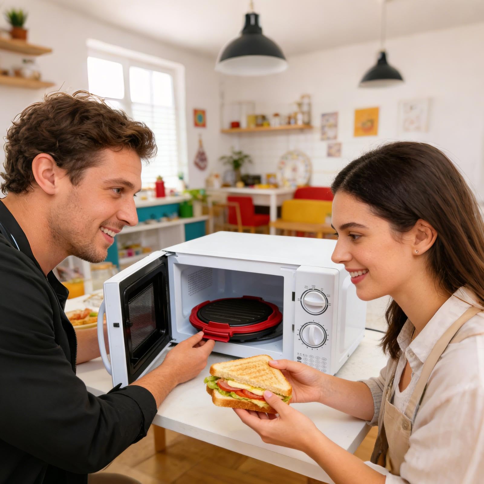 Elektryczny Opiekacz do Kanapek Szybkie Nagrzewanie, Dwustronne Płyty | Opiekacz Kanapkowy do Mini Gofrów Śniadaniowych Omletów Przekąsek Burgerów Na Śniadanie, Burgery